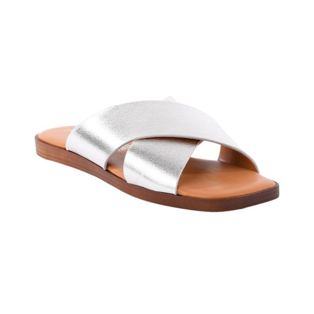 Seychelles Chai Leather Slide, Silver